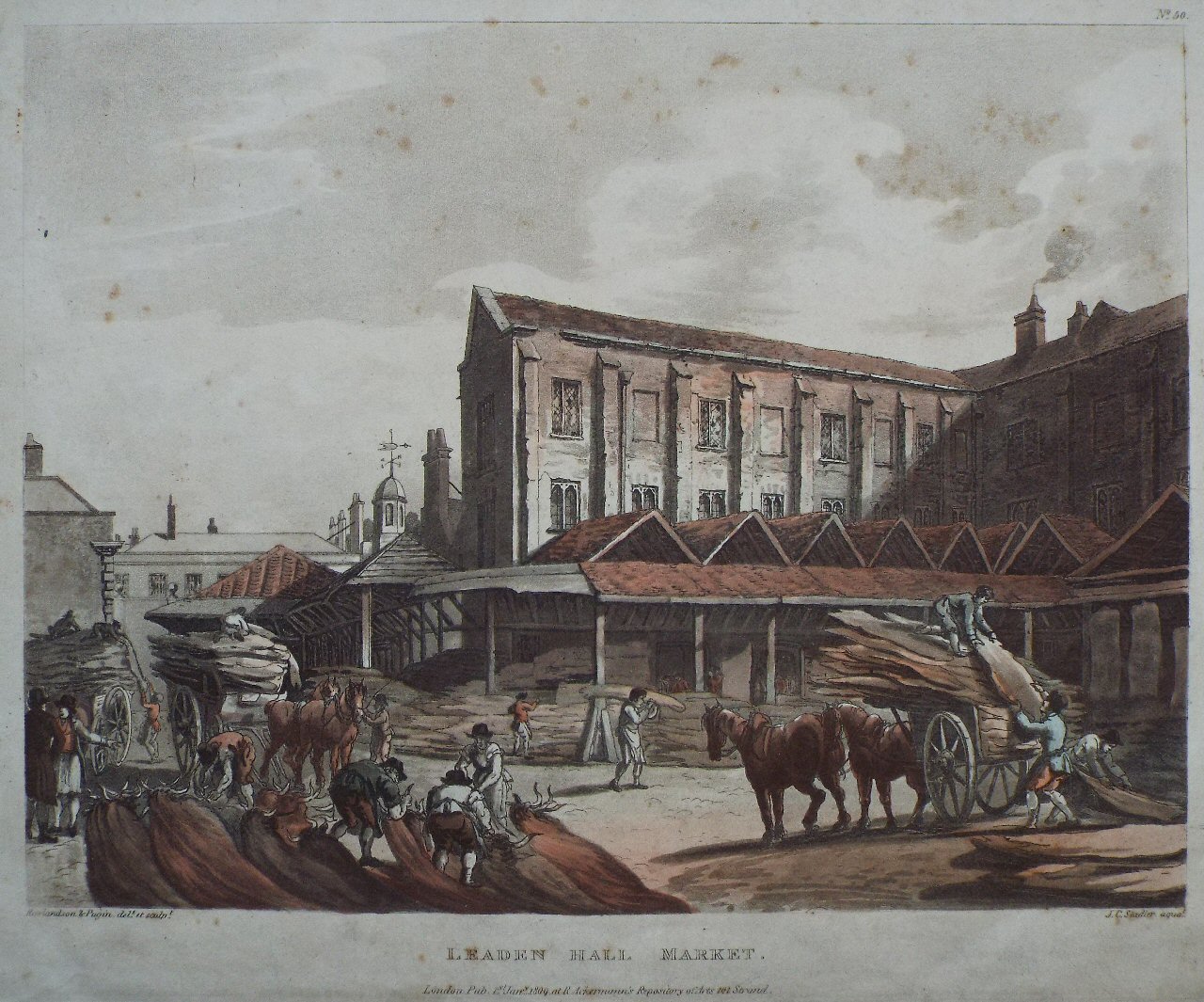 Aquatint - Leaden Hall Market - Stadler